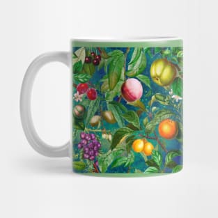 Floral paradise,Trendy tropical floral leaves and fruits, tropical pattern, botanical illustration, tropical plants, blue green floral illustration Mug